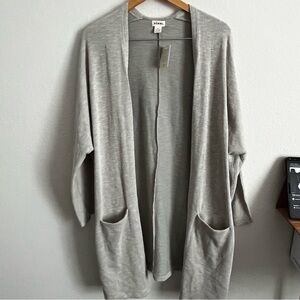 Donni one size fits all gray cream oatmeal rubbed cotton cardigan duster so soft